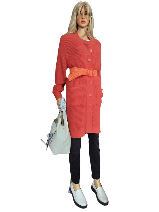 Easy Essentials Jackets & Blazers - Women's Coral Longline Button Cardigan Coat Size M